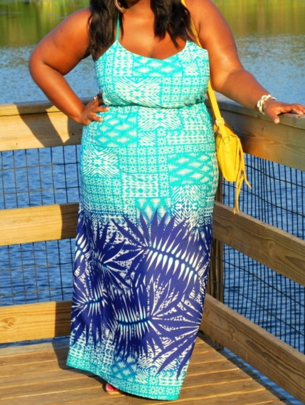 NWT Wet Seal + Blue Tropical Print Maxi Dress Plus Size 3x
